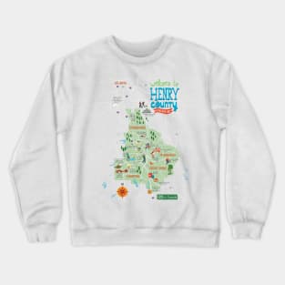 Welcome to Henry County Georgia - Illustrated Map Graphic - McDonough, Stockbridge, Locust Grove, Hampton Crewneck Sweatshirt